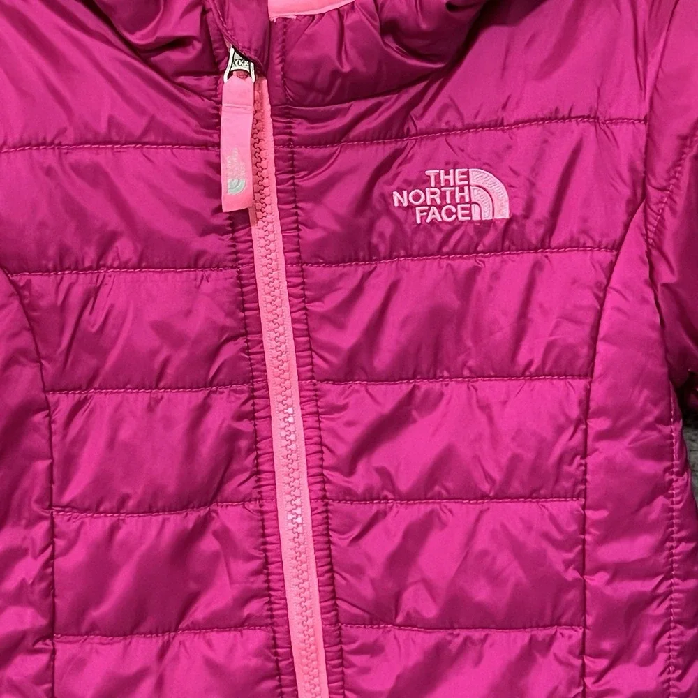 North Face Baby Girls Jacket Reversible Fuchsia Pink Mint Green Fleece 18-24M